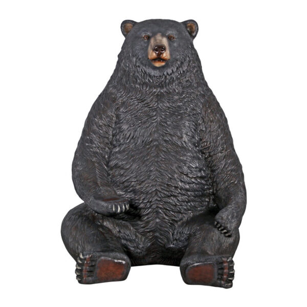 Sitting Pretty Oversized Black Bear Statue with Photo-Op Paw Seat - Image 3