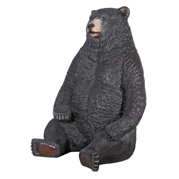 Sitting Pretty Oversized Black Bear Statue with Photo-Op Paw Seat - Image 4