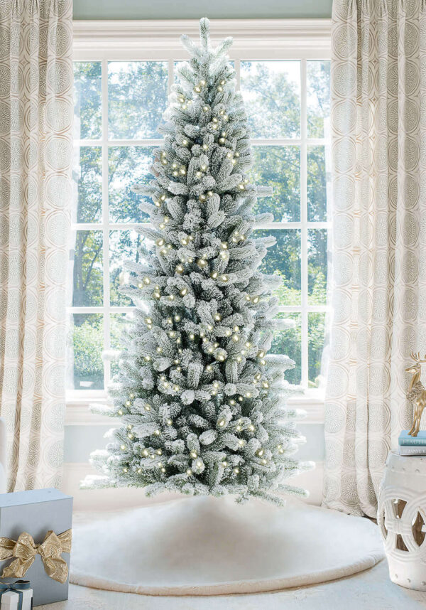 9' Slim Artificial Christmas Tree with 900 Warm White LED Lights