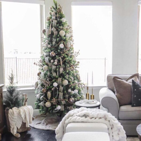 7.5' Slim Artificial Christmas Tree Unlit - Image 4