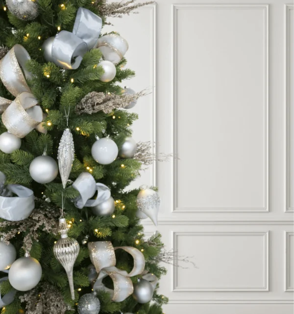 Winter Frost 15-Piece Glass Ornament Set (White-Silver) - Image 3