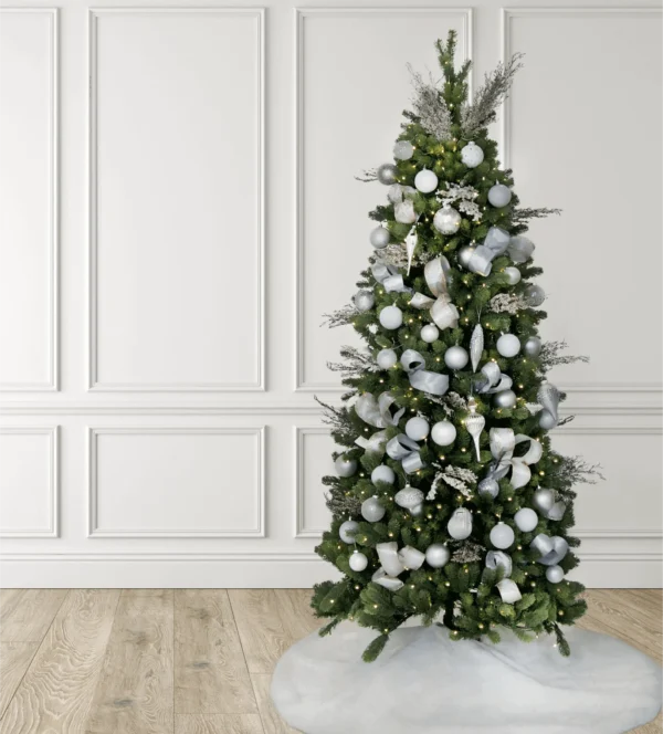 Winter Frost 15-Piece Glass Ornament Set (White-Silver) - Image 5